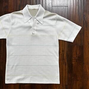 Vintage Edwards California White Polo Shirt Single Stitch 1960s Rockabilly 60s